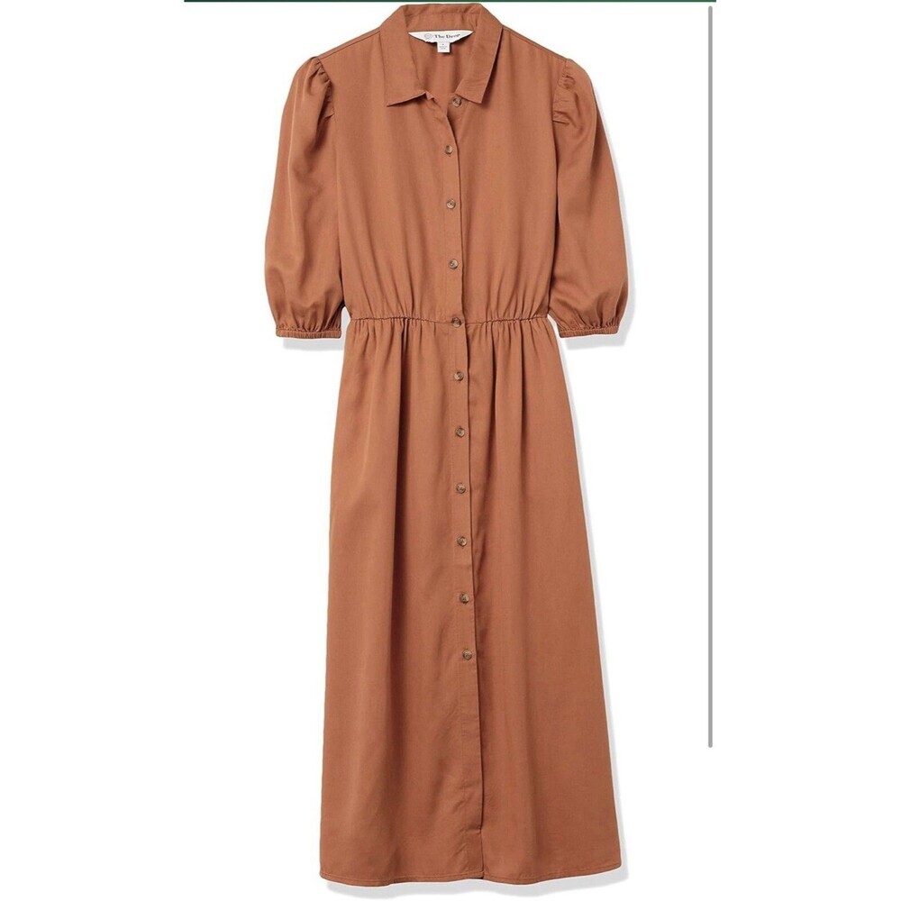 The Drop Ellen Midi Shirt Dress Auburn Size Small NWT